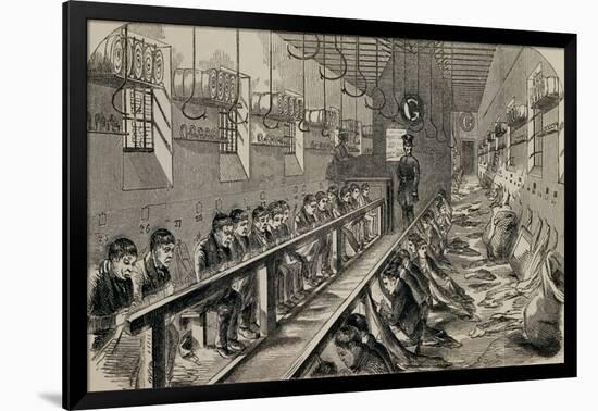 Engraving Depicting the Workshop under the "Silent System" at Millbank Prison-null-Framed Giclee Print