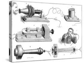 Engraving Diagram Showing Alexander Graham Bells Telephone System-null-Stretched Canvas
