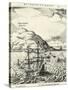 Engraving from the Journal of Jacob Le Maire Depicting the Arrival at the Cocos Islands, Tonga-null-Stretched Canvas