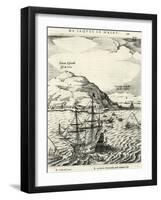 Engraving from the Journal of Jacob Le Maire Depicting the Arrival at the Cocos Islands, Tonga-null-Framed Giclee Print