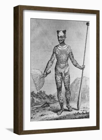 Engraving of a Man from the Marquesas Islands Covered in a Full Body Tattoo after Grigorii Ivanovic-null-Framed Giclee Print