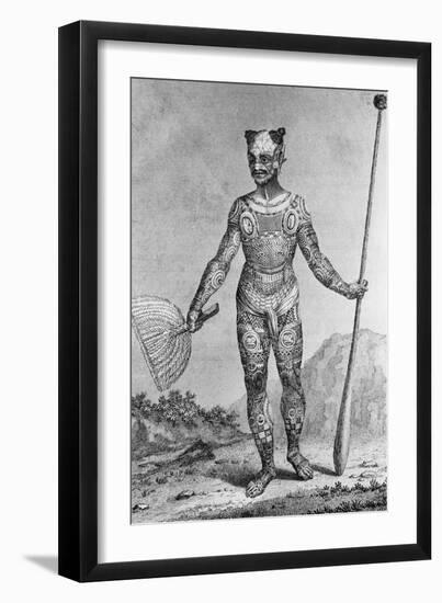 Engraving of a Man from the Marquesas Islands Covered in a Full Body Tattoo after Grigorii Ivanovic-null-Framed Giclee Print