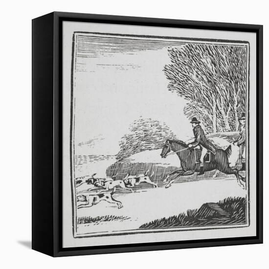 Engraving Of a Man Out Hunting On Horseback With Dogs-Thomas Bewick-Framed Stretched Canvas