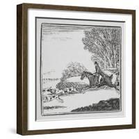 Engraving Of a Man Out Hunting On Horseback With Dogs-Thomas Bewick-Framed Giclee Print