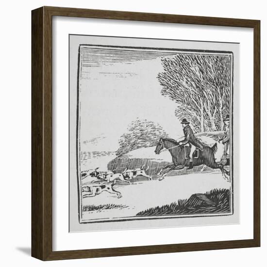 Engraving Of a Man Out Hunting On Horseback With Dogs-Thomas Bewick-Framed Giclee Print