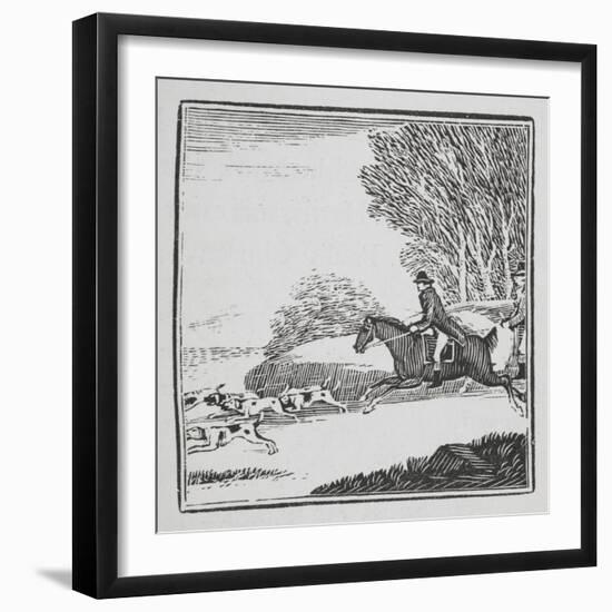 Engraving Of a Man Out Hunting On Horseback With Dogs-Thomas Bewick-Framed Giclee Print