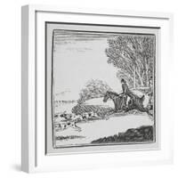 Engraving Of a Man Out Hunting On Horseback With Dogs-Thomas Bewick-Framed Giclee Print