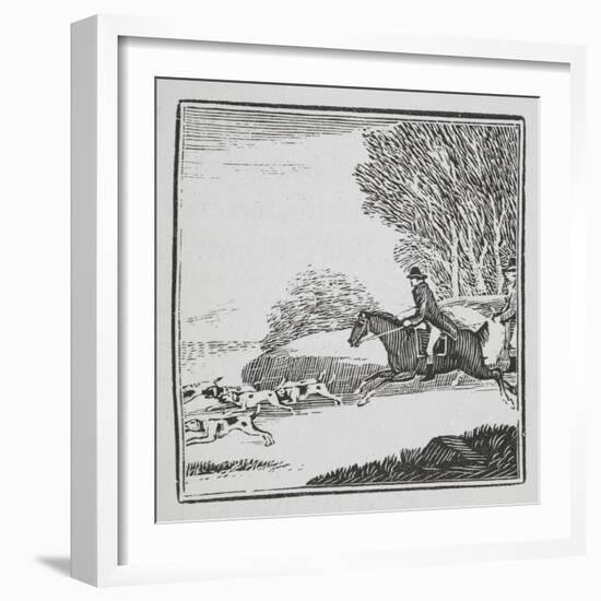 Engraving Of a Man Out Hunting On Horseback With Dogs-Thomas Bewick-Framed Giclee Print