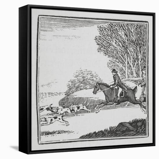 Engraving Of a Man Out Hunting On Horseback With Dogs-Thomas Bewick-Framed Stretched Canvas