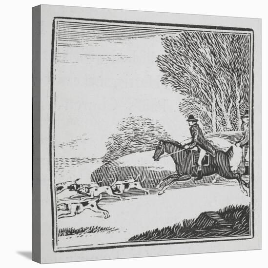 Engraving Of a Man Out Hunting On Horseback With Dogs-Thomas Bewick-Stretched Canvas