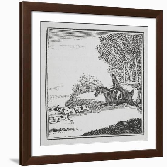Engraving Of a Man Out Hunting On Horseback With Dogs-Thomas Bewick-Framed Giclee Print