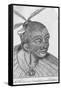 Engraving of a Maori Chieftain-null-Framed Stretched Canvas