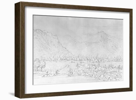 Engraving of a Pawnee Village after George Catlin-null-Framed Giclee Print