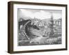Engraving of a Ship Launch at the Chatham Royal Dockyard-null-Framed Giclee Print