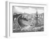 Engraving of a Ship Launch at the Chatham Royal Dockyard-null-Framed Giclee Print