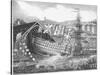 Engraving of a Ship Launch at the Chatham Royal Dockyard-null-Stretched Canvas