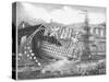 Engraving of a Ship Launch at the Chatham Royal Dockyard-null-Stretched Canvas
