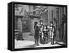 Engraving of Carol Singers in Winter by E. Rosch-null-Framed Stretched Canvas