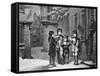 Engraving of Carol Singers in Winter by E. Rosch-null-Framed Stretched Canvas