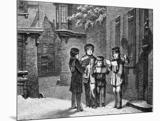 Engraving of Carol Singers in Winter by E. Rosch-null-Mounted Photographic Print