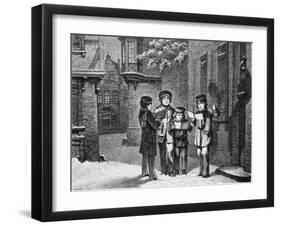 Engraving of Carol Singers in Winter by E. Rosch-null-Framed Photographic Print