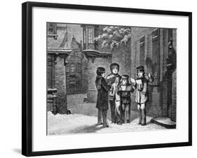 Engraving of Carol Singers in Winter by E. Rosch-null-Framed Photographic Print