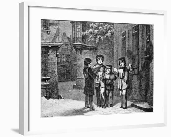 Engraving of Carol Singers in Winter by E. Rosch-null-Framed Photographic Print