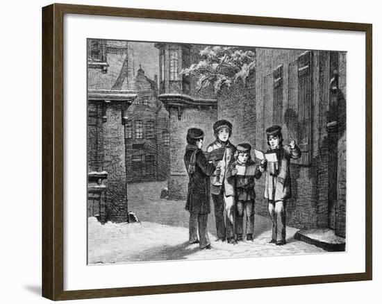 Engraving of Carol Singers in Winter by E. Rosch-null-Framed Photographic Print