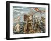 Engraving of Christopher Columbus Standing on His Ship-null-Framed Giclee Print