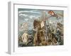 Engraving of Christopher Columbus Standing on His Ship-null-Framed Giclee Print