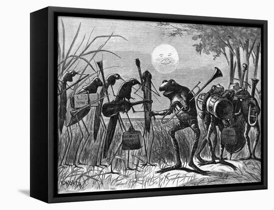 Engraving of Frog and Insect Musicians-null-Framed Stretched Canvas