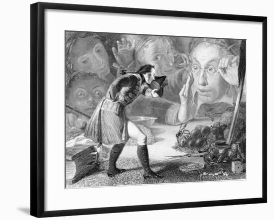 Engraving of Gulliver before the Citizens of Brobdingnag-null-Framed Giclee Print