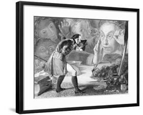 Engraving of Gulliver before the Citizens of Brobdingnag-null-Framed Giclee Print