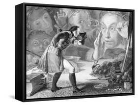 Engraving of Gulliver before the Citizens of Brobdingnag-null-Framed Stretched Canvas
