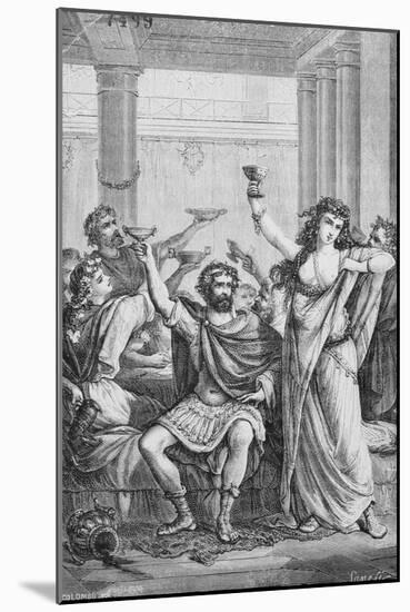 Engraving of Hannibal and His Men Celebrating in Capua-null-Mounted Giclee Print