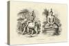 Engraving of Indra and Gautama Buddha-null-Stretched Canvas