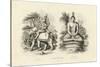 Engraving of Indra and Gautama Buddha-null-Stretched Canvas