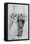 Engraving of Jefferson Davis and Wife Greeting Guests-null-Framed Stretched Canvas