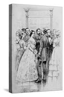 Engraving of Jefferson Davis and Wife Greeting Guests-null-Stretched Canvas