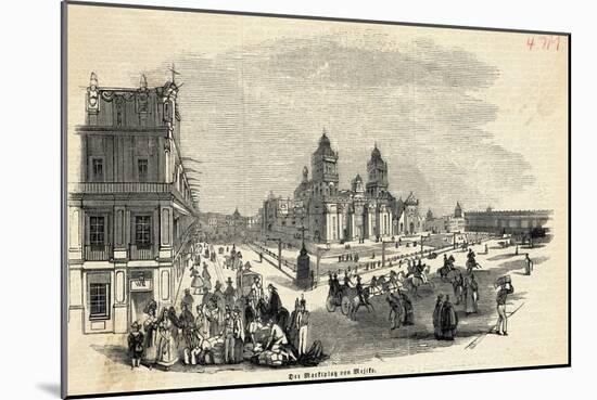 Engraving of Marketplace in Mexico-null-Mounted Giclee Print