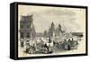 Engraving of Marketplace in Mexico-null-Framed Stretched Canvas