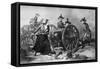 Engraving of Molly Pitcher Loading Cannon at the Battle of Monmouth-null-Framed Stretched Canvas