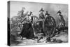 Engraving of Molly Pitcher Loading Cannon at the Battle of Monmouth-null-Stretched Canvas