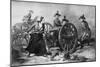 Engraving of Molly Pitcher Loading Cannon at the Battle of Monmouth-null-Mounted Giclee Print