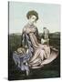 Engraving of Noblewoman with Falcon and Dog-null-Stretched Canvas