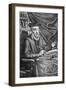 Engraving of Nostradamus Writing His Prophecies-Jean Sauve-Framed Giclee Print