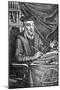 Engraving of Nostradamus Writing His Prophecies-Jean Sauve-Mounted Giclee Print