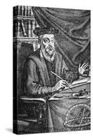 Engraving of Nostradamus Writing His Prophecies-Jean Sauve-Stretched Canvas