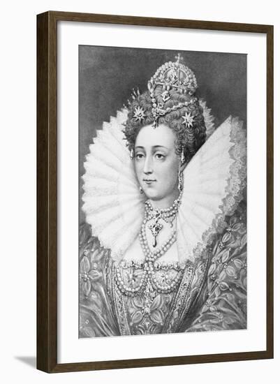 Engraving of Queen Elizabeth I in Royal Dress-null-Framed Giclee Print