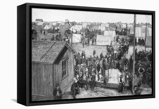 Engraving of Settling of an Oklahoma Town-null-Framed Stretched Canvas